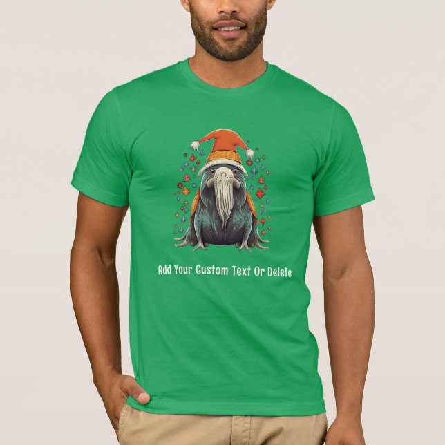 Camiseta Graciosa Santa Walrus con Navidades iluminando (Anverso)
