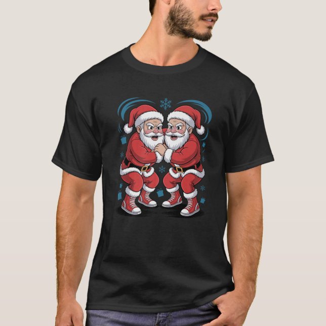 Camiseta Graciosa Santa Wrestler Lover Wrestler Navidad (Anverso)