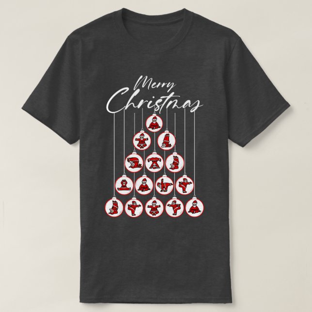 Camiseta Graciosa Santa Yoga Posee Pun Men Fea Christma (Diseño del anverso)