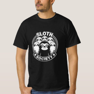 Camiseta Graciosa "Sociedad Sloth" Negra y Blanca Minimalis