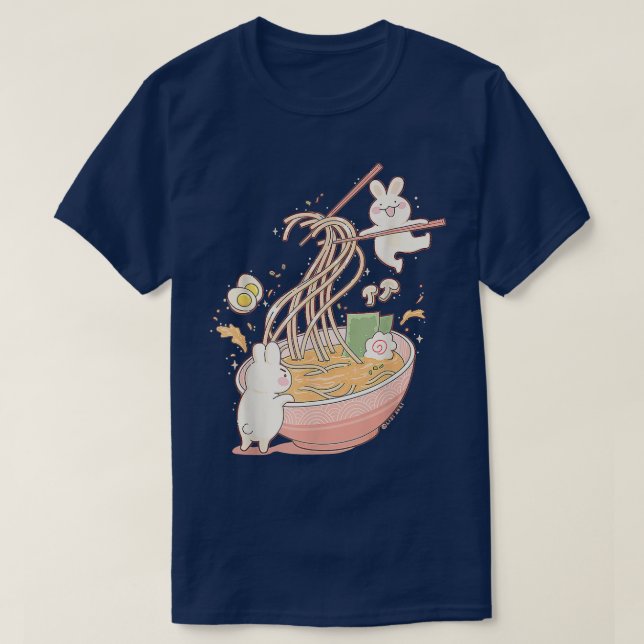 Camiseta Graciosa Sopa de fideos de conejo conejo Ramen, An (Diseño del anverso)