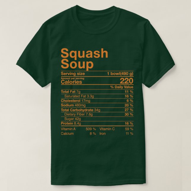 Camiseta Graciosa Sopa Squash Nutrición Cstuma De Hechos Ag (Diseño del anverso)