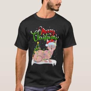 Camiseta Graciosa Sphynx Cat Lover Xmas Iluminación Sphynx