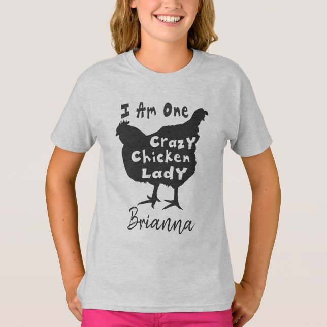 Camiseta Graciosa Super Cute Loca Chicken Lady Personalizad (Anverso)
