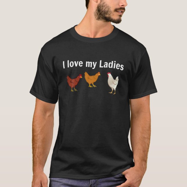 Camiseta Graciosa T de pollo, Agricultores de pollo, Amo A  (Anverso)