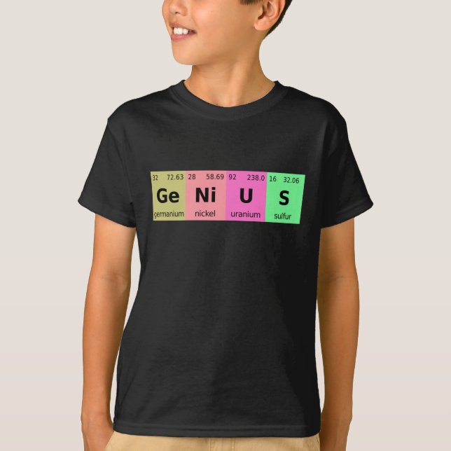 Camiseta Graciosa tabla periódica científica de elementos (Anverso)