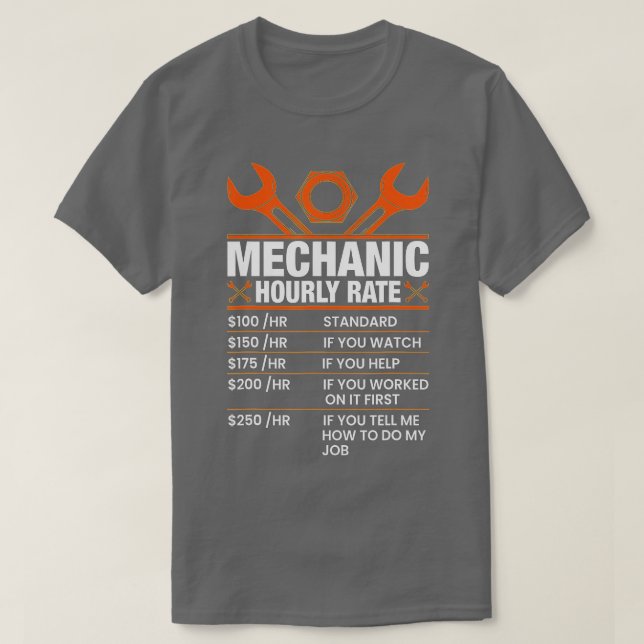 Camiseta Graciosa tarifa mecánica por hora de regalo Tarifa (Diseño del anverso)