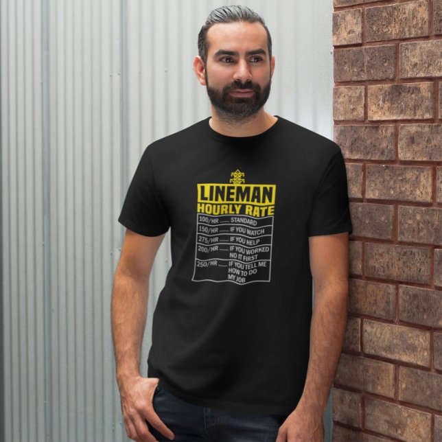 Camiseta Graciosa tarifa por hora de Lineman (Funny Lineman Hourly Rate T-Shirt)