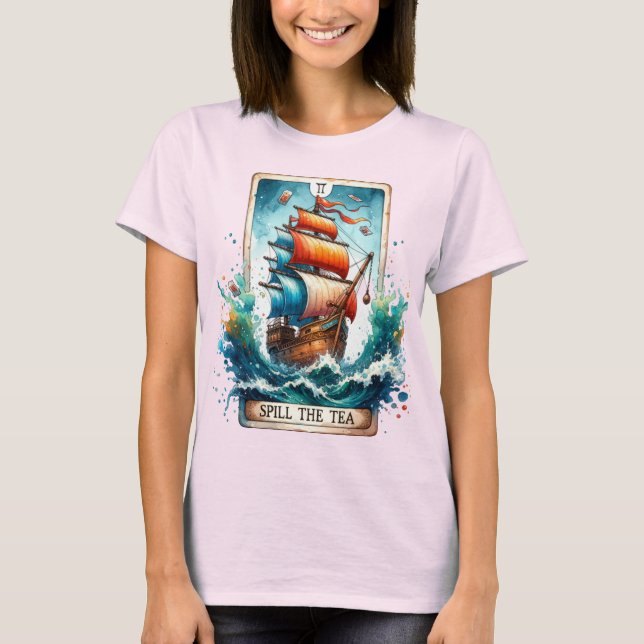 Camiseta Graciosa Tarjeta Tarot /Derrame El Té (Anverso)
