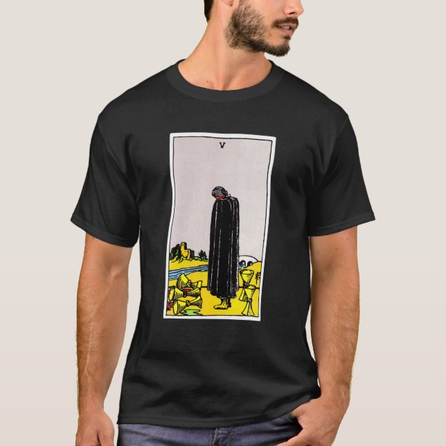 Camiseta Graciosa Tarjeta Tarot Vintage Cinco De Juego (Anverso)