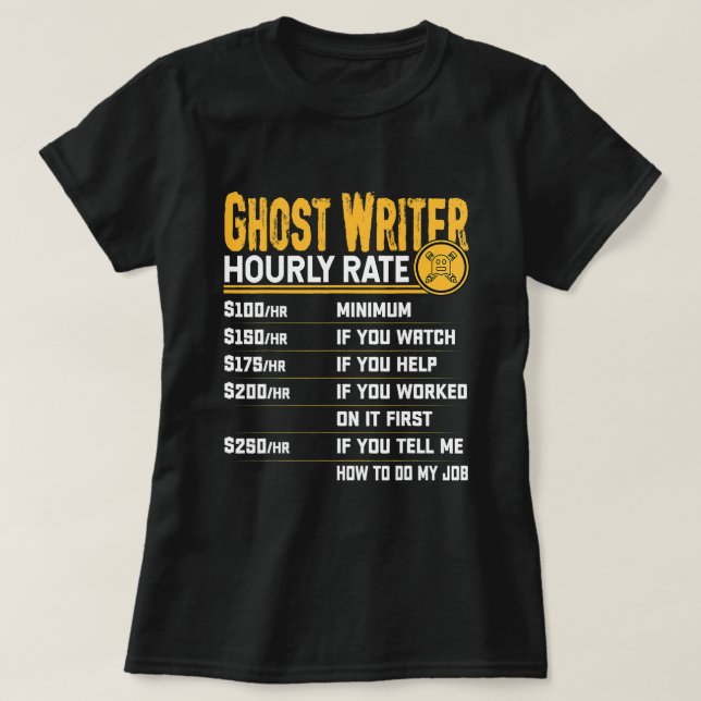 Camiseta Graciosa Tasa HORA De Escritor Fantasma (Diseño del anverso)