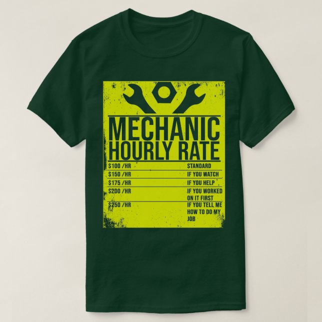 Camiseta Graciosa tasa mecánica por hora regalo de tasas de (Diseño del anverso)