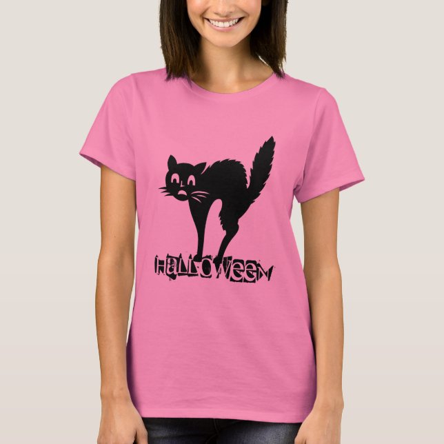 Camiseta Graciosa tipografía de Halloween para gato negro c (Anverso)