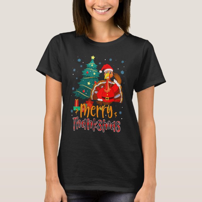 Camiseta Graciosa Turquía Santa Merry Navidades de Acción d (Anverso)