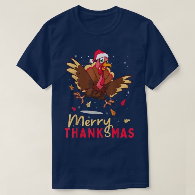 Camiseta Graciosa Turquía Santa Merry Navidades de Acción d (Diseño del anverso)