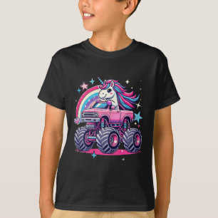 Camiseta Graciosa unicornio montando un camión de monstruos