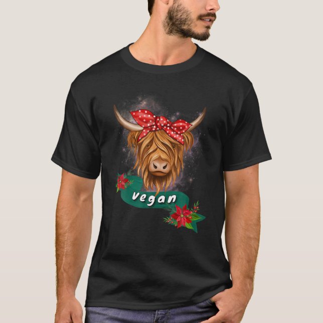 Camiseta Graciosa Vaca Highland Con Banda De Cabeza De Flor (Anverso)