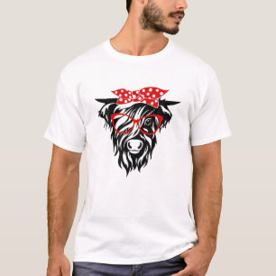 Camiseta Graciosa Vaca Highland Con Bandana Y Gafas