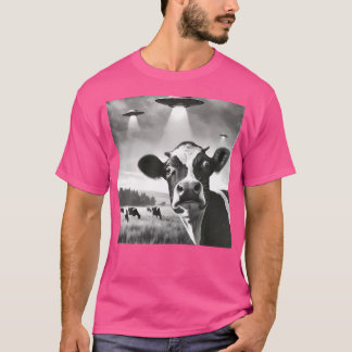 Camiseta Graciosa vaca Selfie Ufo Humor Extranjero Impresió