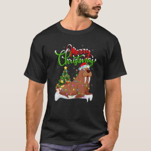 Camiseta Graciosa Walrus Animal Lover Xmas Light Walrus Chr