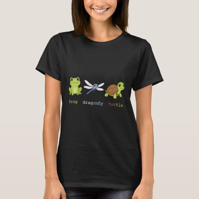 Camiseta Graciosa y sutil rana política Dragonfly Turtle Re (Anverso)