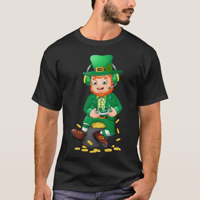 Camiseta Graciosamente Gamer St Patricks Day Videojuego Niñ (Anverso)