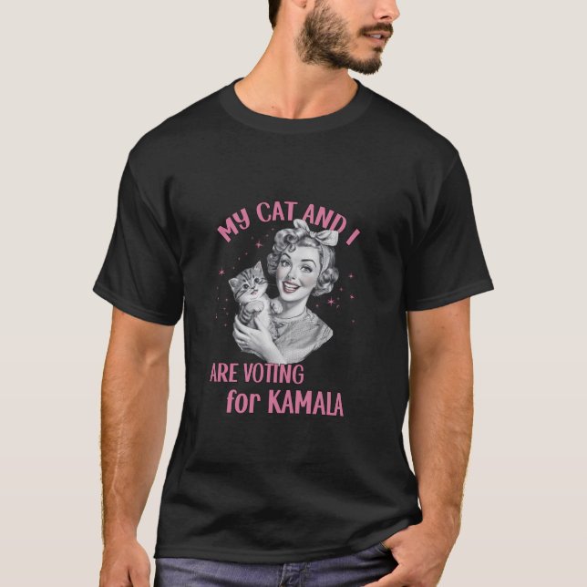 Camiseta Graciosas damas de gato retro para Kamala Harris p (Anverso)
