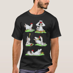 Camiseta Graciosas figuras de yoga en pollo 