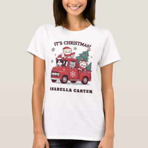 Camiseta Graciosas Navidades Graciosas Mujeres Cat Basic