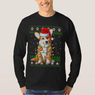 Camiseta Graciosas navidades iluminando Santa Hat Corgi gal