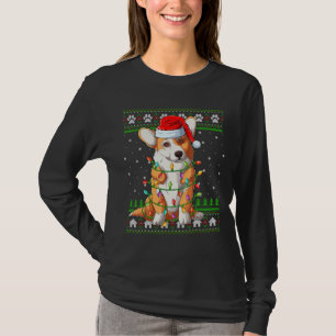 Camiseta Graciosas navidades iluminando Santa Hat Corgi gal
