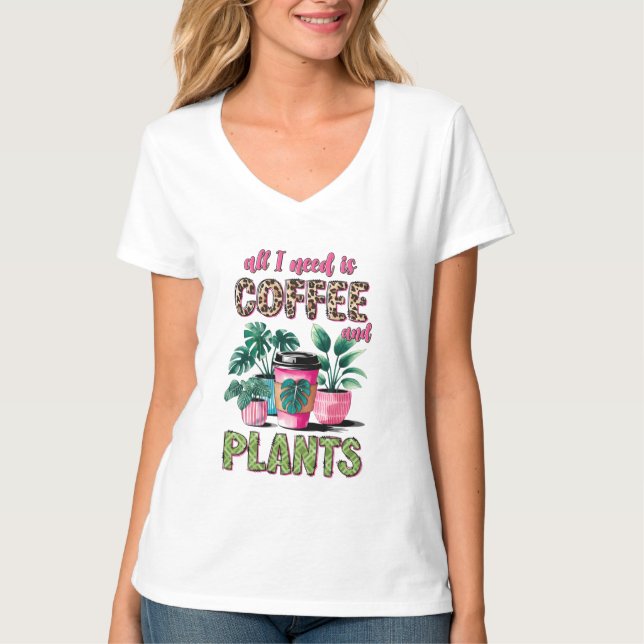Camiseta Graciosas plantas de café arte verbal (Anverso)