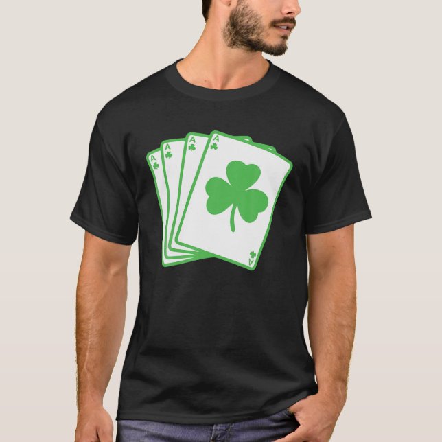Camiseta Graciosas tarjetas de juegos de Shamrock irlandés  (Anverso)