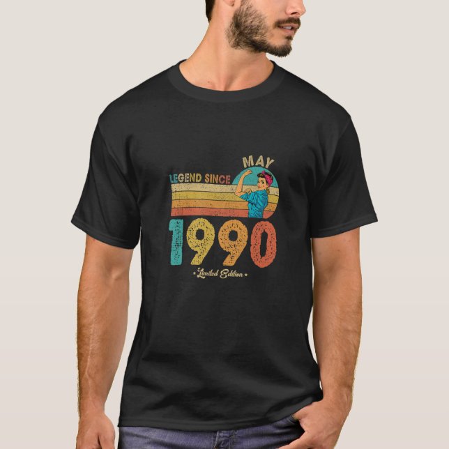 Camiseta Gracioso 32º Cumpleaños Mayo 1990 Leyenda Desde 19 (Anverso)
