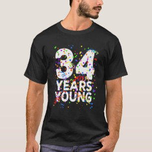 Camiseta Gracioso 34 Años Joven Feliz 34º Cumpleaños Para L