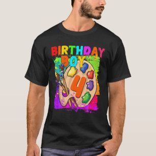 Camiseta Gracioso 4º Nacimiento Pintura De Arte B-Día 4 Año