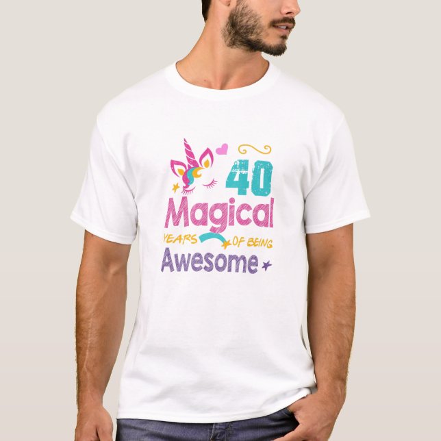 Camiseta Gracioso 40 Años De Unicornio C (Anverso)