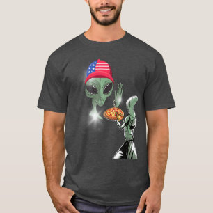 Camiseta Gracioso 4 De Julio Aliens Pizza Extraterrestre T-