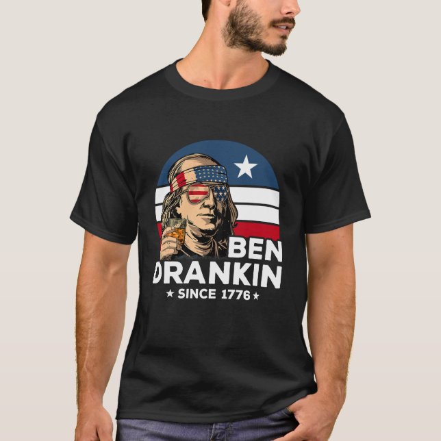 Camiseta Gracioso 4 De Julio Ben Drankin Retro Flag 1776 Re (Anverso)