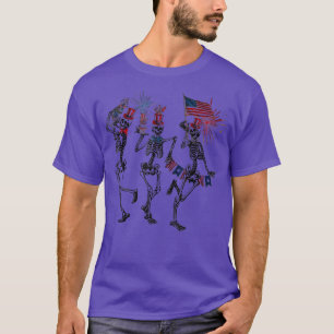 Camiseta Gracioso 4 de Julio Danzando Skeleton Hombres Patr