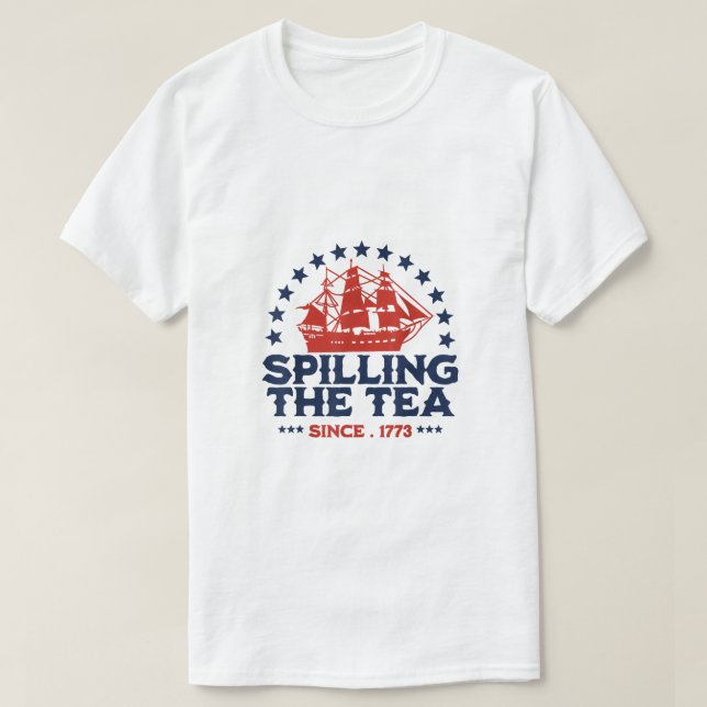 Camiseta Gracioso 4 De Julio Derramando El Té Desde 1773 Cu (Diseño del anverso)