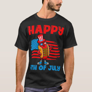 Camiseta Gracioso 4 De Julio Gafas De Sol Patriótico Hotdog