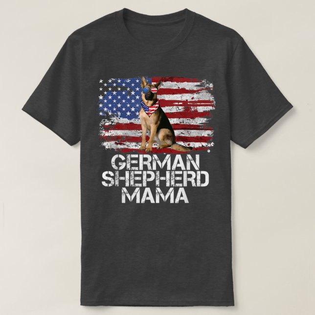 Camiseta Gracioso 4 de julio Pastor alemán MAMA BANDERA AME (Diseño del anverso)