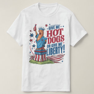 Camiseta gracioso 4 de july hot dogs: hot dogs o libertad