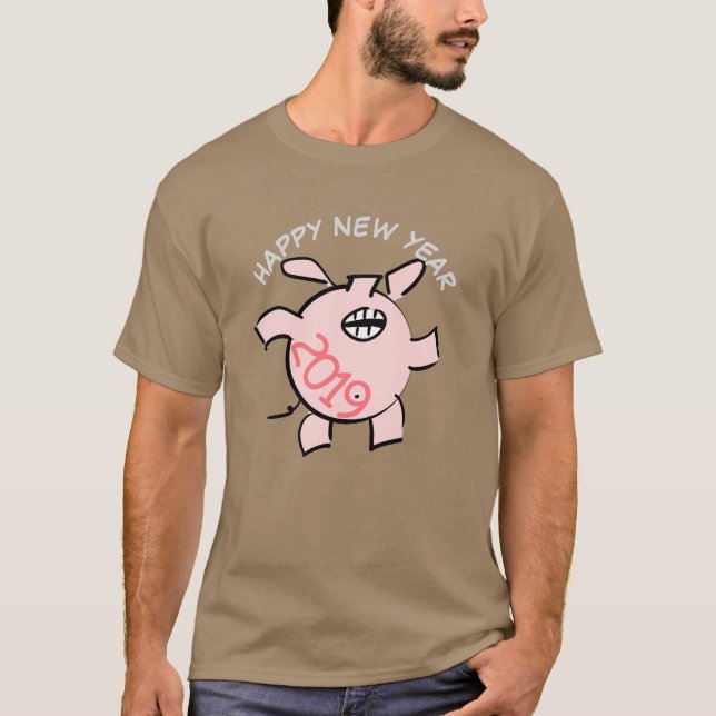 Camiseta Gracioso 5 Personalizados Ilustracion Año Cerdo 20 (Anverso)
