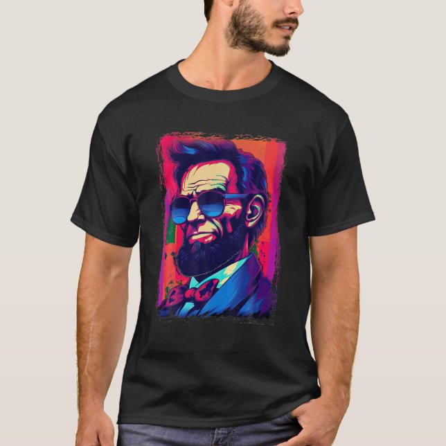 Camiseta Gracioso Abe Lincoln Shirt Retro Gafas de sol de 8 (Anverso)