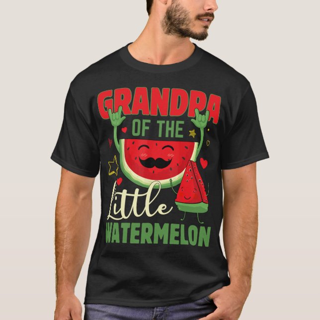 Camiseta Gracioso Abuelo De La Pequeña sandía Tropical Para (Anverso)
