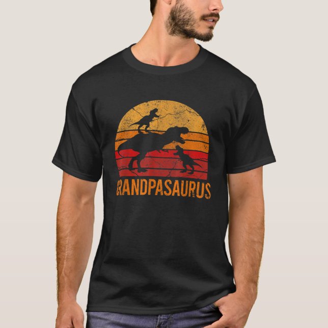 Camiseta Gracioso Abuelo Dinosaurio Papi Regalo 2 Niños Gra (Anverso)