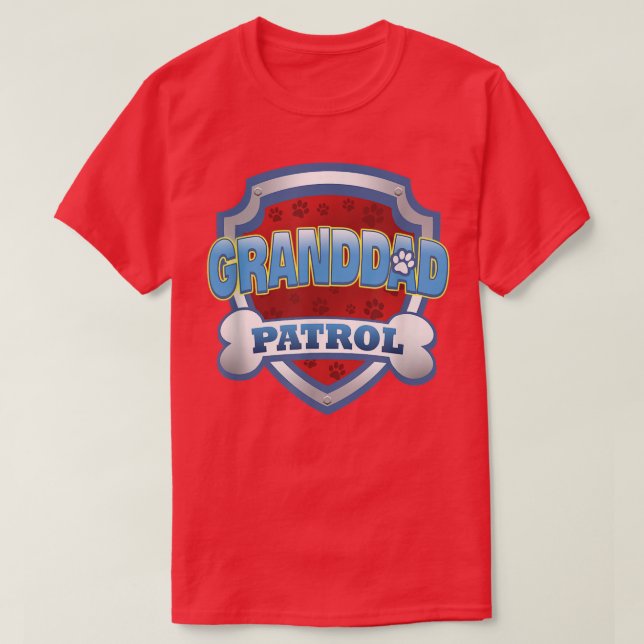 Camiseta Gracioso Abuelo Patrulla Perro Mamá, Papá Para Hom (Diseño del anverso)