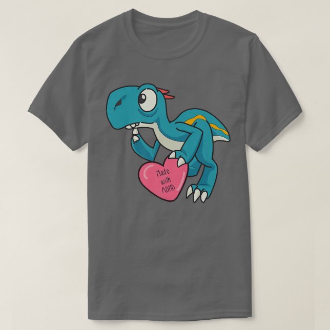 Camiseta Gracioso ADHD Blue Dinosaur Premium (Diseño del anverso)